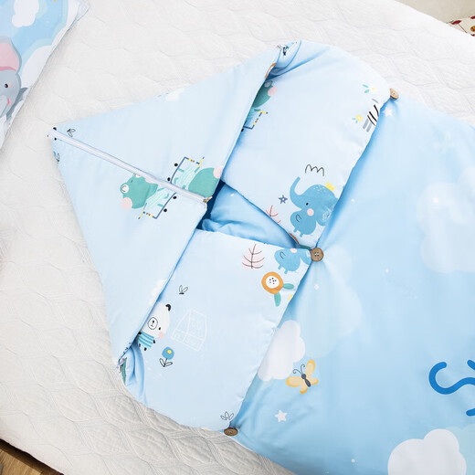 Pure cotton removable and washable children's sleeping bag anti-kicking quilt artifact baby baby sleeping big children autumn and winter plus velvet Dream Elephant soft and waxy texture 80X150cm light sleeping bag cover
