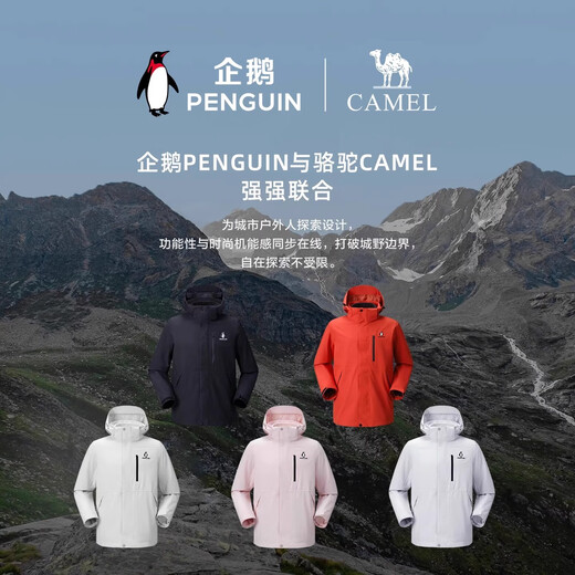Camel Women's Penguin Jacket Women's 2025 Autumn and Winter Outdoor Removable Fleece Three-in-One Mountaineering Jacket Men's Jacket