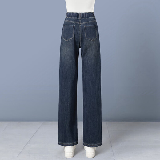 Shechi plus velvet thickened warm jeans women's 2025 winter new high-waist straight slim casual pants