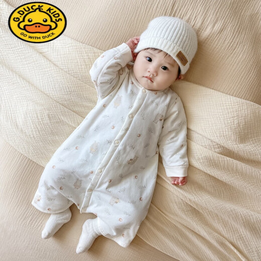 G.DUCKKIDS baby clothes spring and autumn sleeping bag children winter anti-kick quilt warm pajamas male and female baby quilted one-piece pajamas dandelion warm thin cotton sleeping bag 80 recommended 8-12 months