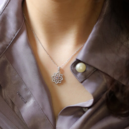 DL 1998 Fat Donglai same style tanzanite necklace retro lace four-leaf clover silver micro-inlaid clavicle chain gift 400+40+40mm three sections adjustable