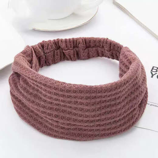 Color hat, cold-proof headband, forehead cover for gray hair, confinement scarf, warm and fashionable in autumn and winter, knitted style in rust red