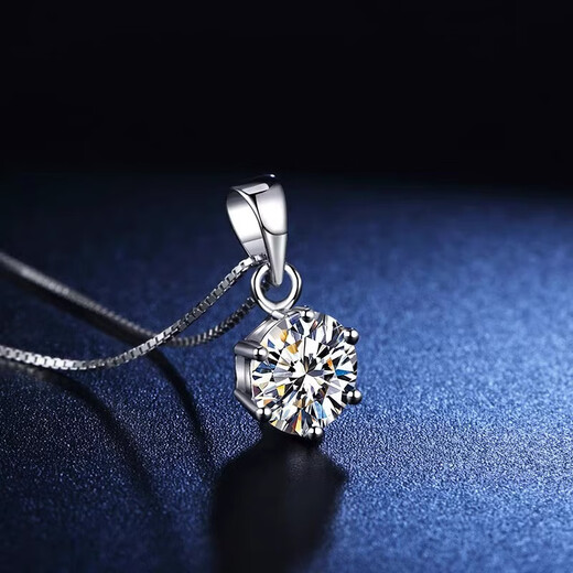 I Do Platinum PT950 Classic Six Claw Necklace Cultured Diamond Single Diamond Pendant Proposal Engagement Gift for Wife and Girlfriend Classic Six Claw-1 Carat Diamond Necklace