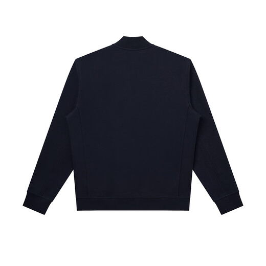 HAZZYS Men's Autumn Casual Jacket Liquid Ammonia Craft Classic Stand Collar Knitted Jacket Men ASVZU0CCX17 Dark Navy Blue DN L (175/96A 48)