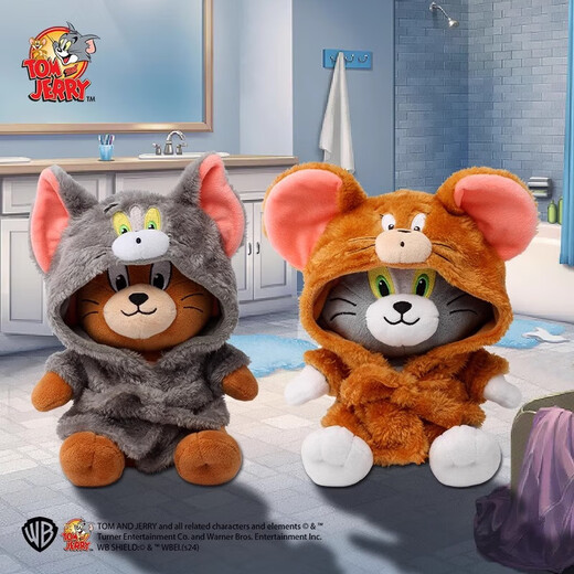 Tom and Jerry plush toy cute CP bathrobe Tom cat doll healing doll birthday gift plush toy for girls