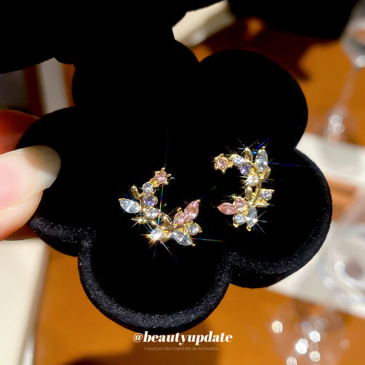 Silver needle super flash diamond branch earrings French retro temperament earrings earrings light luxury high-end earrings wholesale women's silver needle-regular-gold-twig