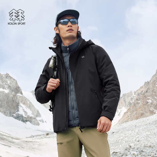 KOLON SPORT/Kolon Soft Shell Three-in-One Jacket Men's Water-Repellent and Windproof Outdoor Jacket Level 2 LHJK5WNT13-BK Black Down Liner XL 180/100A