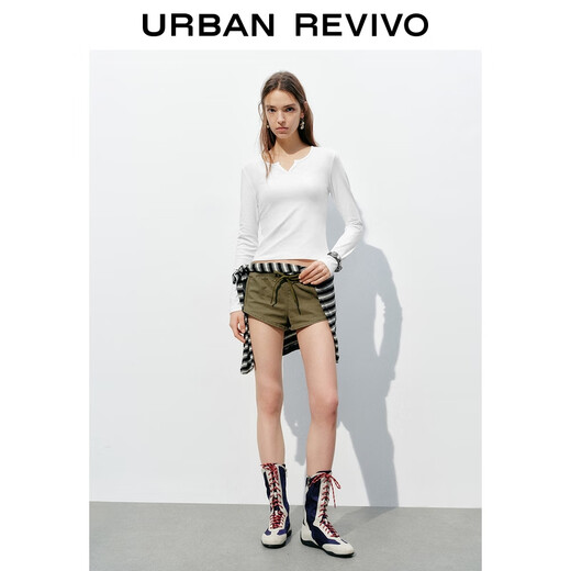 
UR2025 autumn new women's clothing fashionable casual simple basic slim T-shirt UYB450010# This white XL