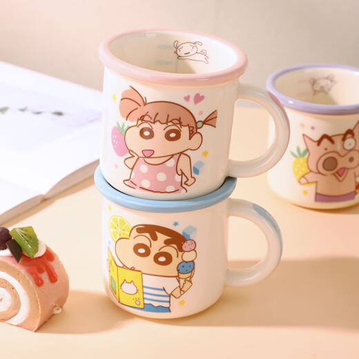 Crayon Shin-chan Ceramic Mug Cartoon Cute High-Looking Girl Children's Water Cup Scale Milk Cup Microwaveable Summer Moon Cup-Zaemon