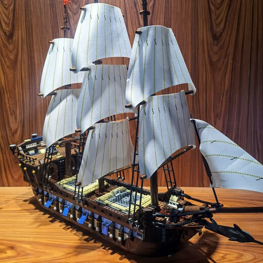 Victoria de frijoles mágicos Victoria Black Pearl Building Blocks Modelo de Piratas Caribe Compatible con LEGO Toys Toys Boys Biets Birthday Birthday Pearl-854 Grano + 2 metros Luz decorativa