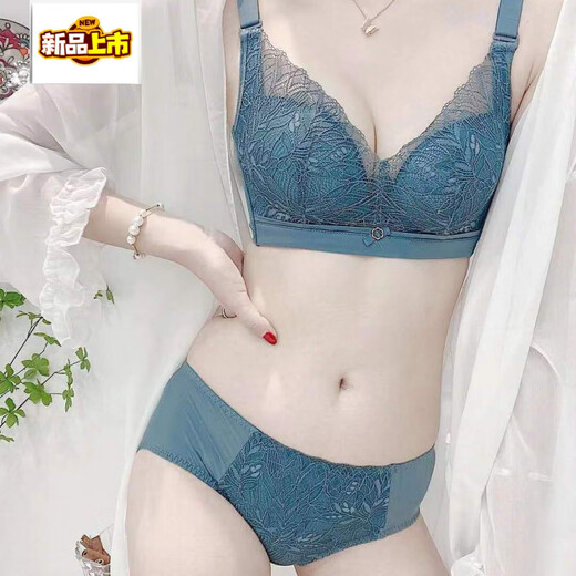 MIDNITE STAR adjustable underwear set, push-up, comfortable, auxiliary breasts, anti-sagging, non-magnetic, non-wireless, push-up bra, green set (underwear + underwear) 70A 32