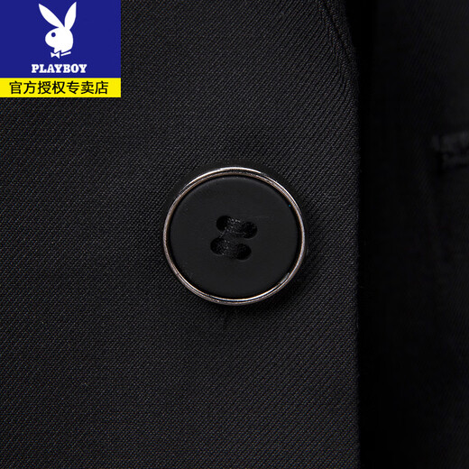 Playboy Suit Men's Korean Style Business Work Professional Suit Formal Casual Casual's Veste Men Slim Single Top Two Button Black (costume + pantalon) L 175