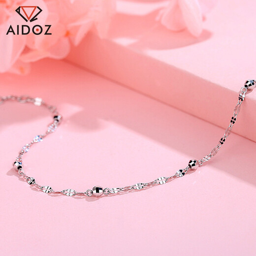 Aido Diamond pt950 platinum bracelet for women, round beads, cool style, fashionable, versatile platinum chain, adjustable, weight 2.0-2.2 grams + delivery certificate