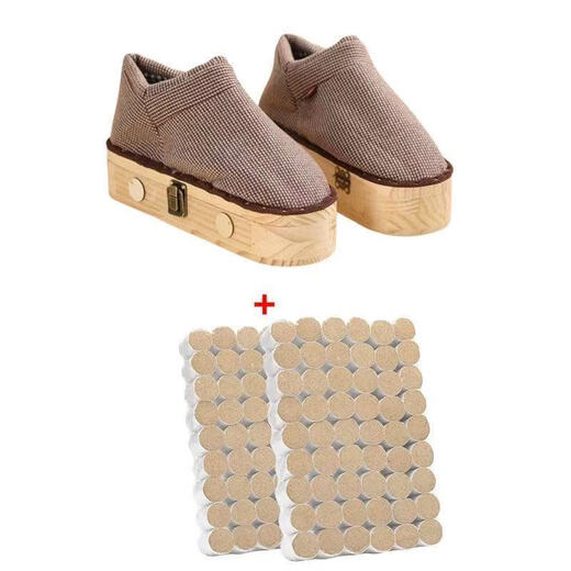 YWZR Trendy Nursing Appliance Four Seasons Thin Open Flame Moxibustion Shoes Foot Warm Moxibustion to Dispel Cold Foot Moxibustion Box Foot Moxibustion Box Sole Thin Brown Large Size +108 Moxibustion Tablets