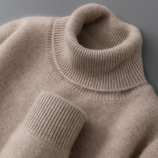 ROMON Autumn and Winter Pure Wool Sweater Men's Turtle Collar Thickened Solid Color Sweater Business Casual Loose Pullover Knitted Bottom Raw Cashmere Camel Turtle Collar M Recommended 120-130 Jin Jin equals 0.5 kg
