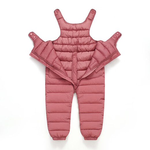 Warm winter duck duck children's one-piece girls' down overalls cotton pants winter autumn and winter baby open outer wear warm thickened pants black zipper open shoulder straps adjustable 100 recommended around 3 years old