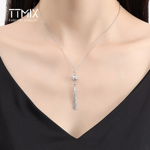 TTMIX new Chinese style platinum necklace pt950 platinum set chain women's tassel platinum pendant platinum necklace clavicle chain 4.5-4.7g 40+3cm