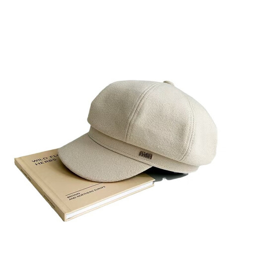 Wine Style Senior Korean Style Autumn and Winter Women's Beret Women's Octagonal Big Head Circumference Showing Face Small Fashionable Western Style Octagonal Hat Three-dimensional Black