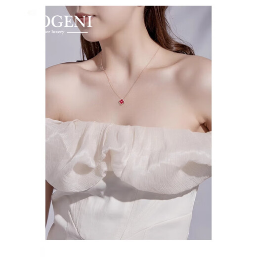 Lirokini necklace for women 18k color gold four-leaf clover ruby pendant high-end jewelry Valentine's Day birthday gift for girls 18k gold diamond ruby necklace brand gift box