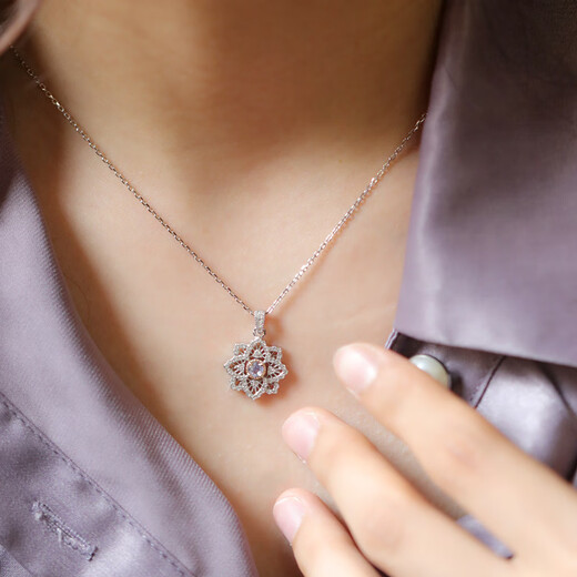 DL 1998 Fat Donglai same style tanzanite necklace retro lace four-leaf clover silver micro-inlaid clavicle chain gift 400+40+40mm three sections adjustable