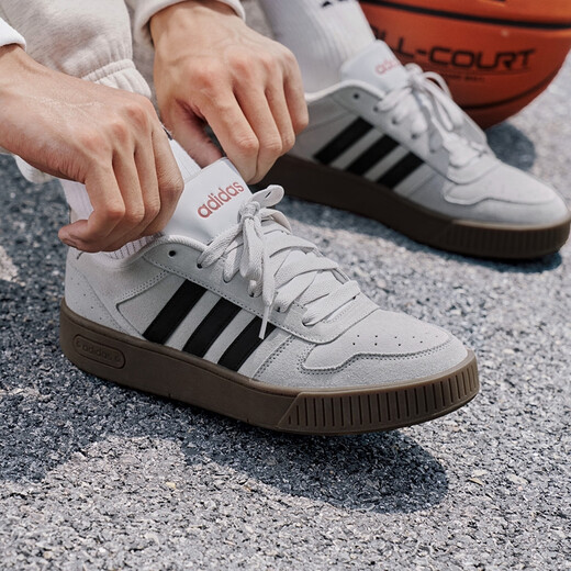 adidas「小锯齿」D-PAD CLASSIC休闲美高风复古篮球板鞋阿迪达斯 浅灰/黑色/浅猩红   42