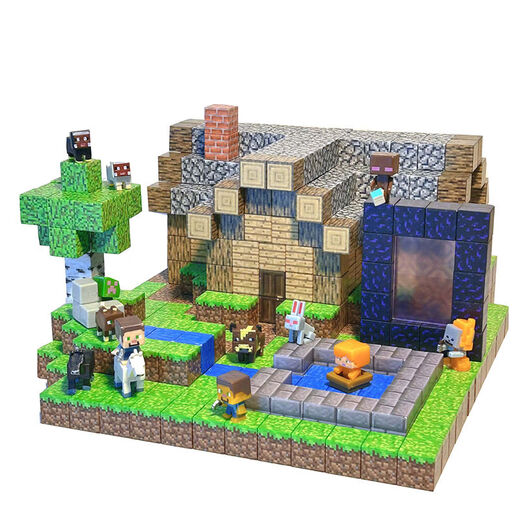 MC Minecraft Magnetic Square Full Set Tile Mini Magnet Building Blocks Children's Magnetic Toys Boy 15816 Send 7 Send Storage Bucket Gifts