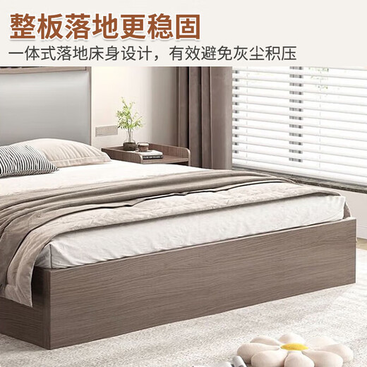 Shengfeile bed solid wood bed 1.8m x 2m double bed home 1.5m x 2m bed rental house bed single bed oak gray single bed 1.5m x 2m