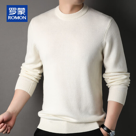 ROMON 100% pure wool sweater men's heavyweight 430G thickened sweater round neck sweater men's autumn and winter casual bottoming shirt