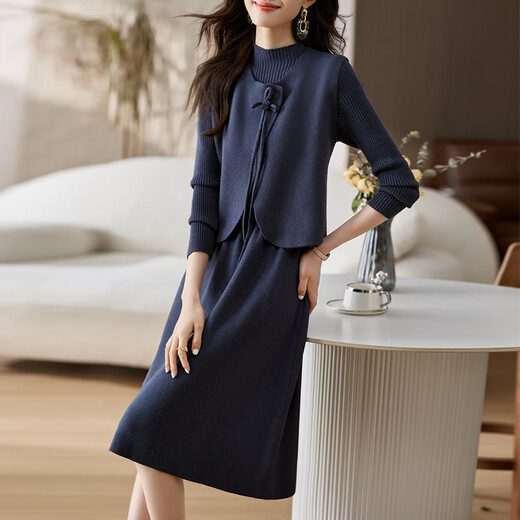 
Homesee light luxury international high-end brand dress 2025 autumn new Chinese style two-piece set temperament fashion set brown color M 90-105Jin[Jin equals 0.5 kg]