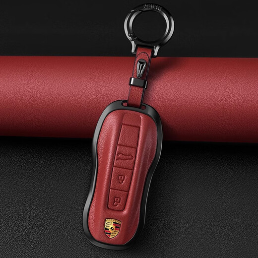 GERTHRON德国适用保时捷车钥匙套壳卡宴Macan911帕拉梅拉全新包扣718Tayca A款【锌合金牛皮-红】金刚扣