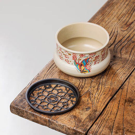 Soil story Dunhuang Butterfly Dance Jianshui Ceramic Tea Washing with Lid Tea Bowl Household Pen Washing Water Bottle Tea Bowl Storage Kung Fu Tea Set Accessories Dunhuang Butterfly Dance-Jianshui B15937 7x11.2cm