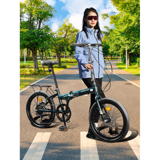 FOREVER folding bicycle ultra-light and convenient 20-inch adult variable-speed bicycle for men and women to commute to work and student bicycle gray_one-piece wheel 20-inch_7 speed