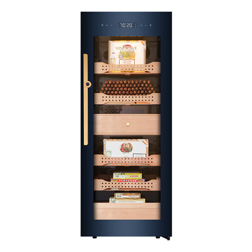 Vinocave cigar cabinet, constant temperature and humidity, eggplant cultivation cabinet, inverter compressor with fingerprint lock, cedar wood box, ammonia removal and moisturizing cabinet, small household naked cultivation remote display cabinet, V5 frequency conversion temperature and humidity control + double ammonia removal 200L