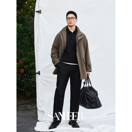 SANHEER Urban Hidden Windproof, anti-wrinkle and easy to care for 2025 autumn and winter silhouette stand-up collar windbreaker jacket DAF215 brown one size larger M /48