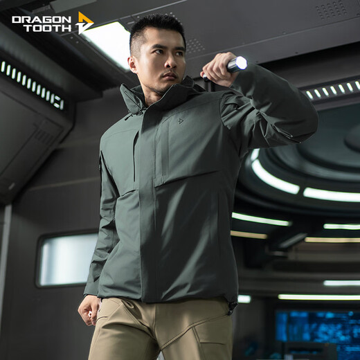 Dragon Tooth Zhang Yi's same style Dragon Tooth Thor 3-in-1 fifth-generation jacket for men, outdoor windproof and warm winter jacket, Extreme Night Black L 180/100A