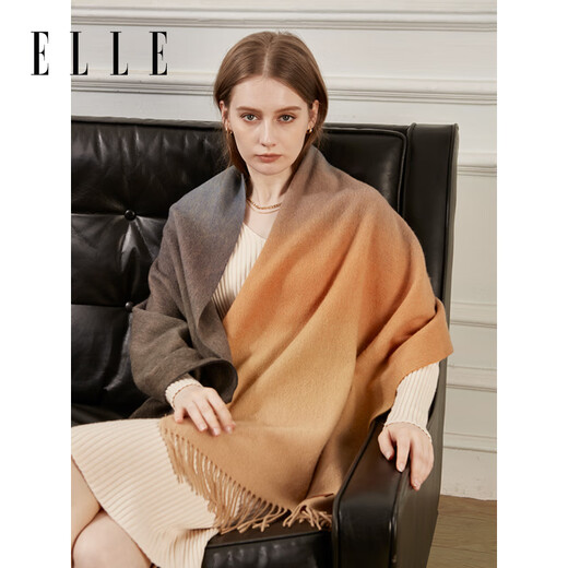 ELLE 100% sheep wool scarf women's winter warm fashion gift box large size shawl scarf