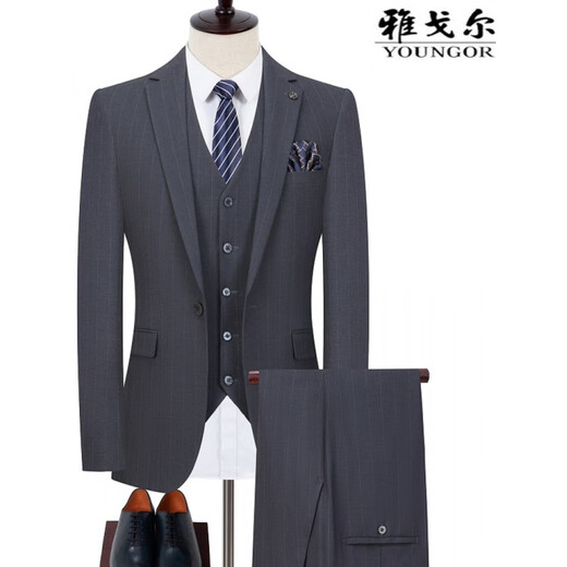 
CEO2005 new Yageo Men's Suit Set Wool Middle-aged Business Official Casual Suit Dress Jacket Men Dark Gray M 170/84A