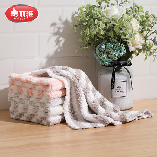 MARYYA coral velvet cleaning cloth kitchen dish towel cleaning cloth household double-sided thick rag pink/grey/brown 30*30cm*3 pieces/pack HC067318