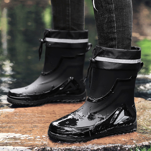 Deutsche High-End-Regenstiefel Herrener neuer Stil geschlossener Regenfisch wasserdichte Schuhe Mittelröhre Anti-Rutsch-Regenstiefel Wasserstiefel Außenfischerei Regenstiefel schwarz plus wasserdichte Mund, nicht entfernt zu werden 40