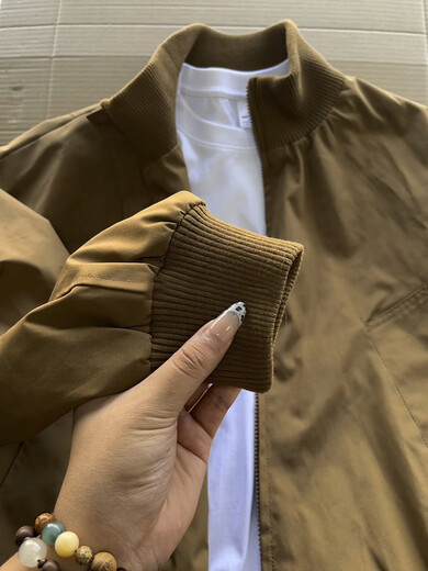 Du Xiaoxian Brown American Stand Collar Pilot Jacket Men's Spring and Autumn Maillard Short Jacket Profile High Street Baseball Uniform Black XL Recommended 120-140Jin Jin is equal to 0.5 kg