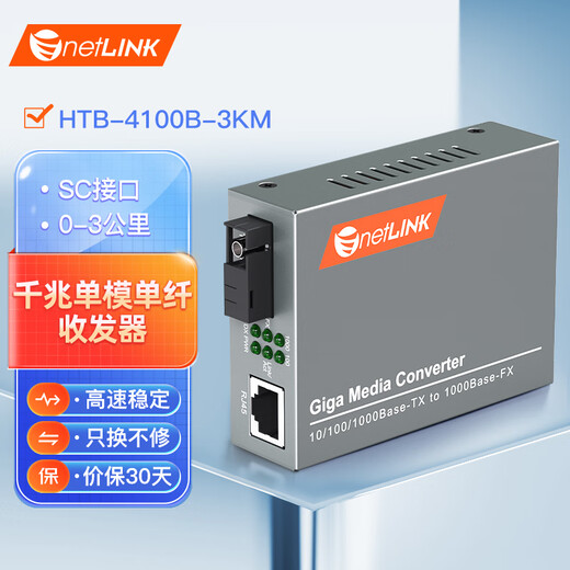 NetLINK fiber optic transceiver photoelectric converter rapid delivery HTB-4100B-3KM receiving end 1 unit security network monitoring