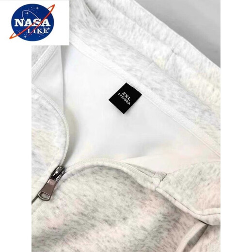 NASALIKE Американский свободный повседневный спортивный кардиган с капюшоном и бархатной утолщенной бархатной толстовкой, мужская осенне-зимняя тяжелая хлопчатобумажная куртка белого и серого цвета, обычная версия L рекомендуется 110-130Jin Jin равен 0,5 кг d