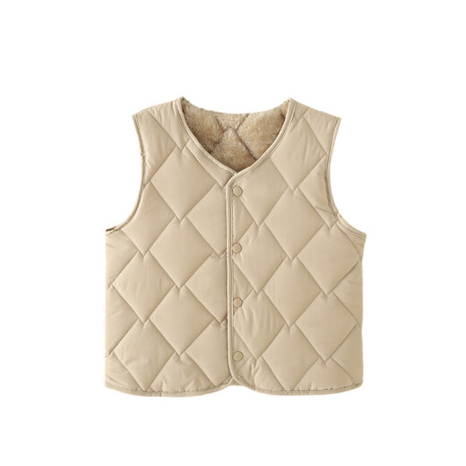 Yalu children's clothing children's velvet vest for boys and girls with warm waistcoat inside parent-child autumn and winter new style khaki 150