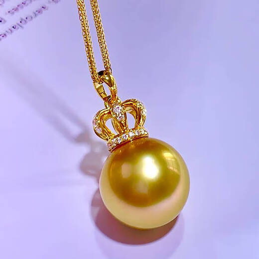 Buhesyt South Sea gold bead pendant Philippine color oyster pearl necklace 13-14mm thick gold 18K gold inlaid 14-14mm