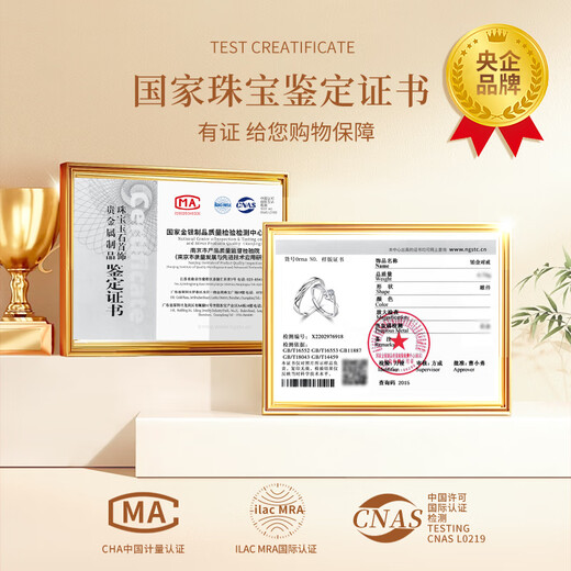 China Gold (CHINA GOLD) Platinum Rings for Men and Women, Diamond Platinum Couple Rings, Gifts for Girlfriends and Wife’s Birthdays, Proposal Gifts, Platinum Intertwined Love Couple Rings