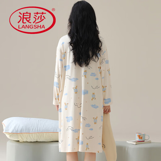 Langsha (Langsha) Sweet Nightgown con algodón de algodón de algodón de algodón de algodón y otoño estilo para mujeres para mujeres embarazadas para dar a luz y alimento ropa de confinamiento para camisones que amamantan pueden salir 13062 M mujeres (recomendadas 80-100 Jin [Jin equivale a 0.5 kg])