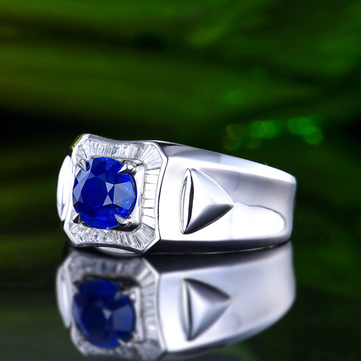 HEEKAIYI Sapphire Ring Men's Royal Blue 18K Gold Diamond Ring Chinese Valentine's Day Birthday Gift for Husband and Boyfriend Selected 2 Carat/Royal Blue/Certificate 2 Carat 18K Gold Inlaid