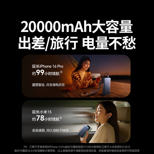 Green Alliance 3C certified, can be used on airplanes, super power bank, iPhone 17 power bank, comes with 20,000 mAh 45W fast charging, large capacity mobile power supply, suitable for Apple 16, Xiaomi