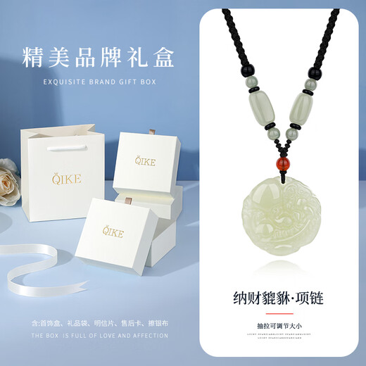 Qike Men's Necklace Pendant Jade Pixiu Light Luxury High-end Practical Birthday Gift for Boyfriend Husband Dad Teacher