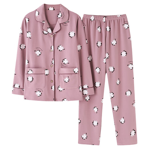 Yalu 2025 short old man long sleeve suit spring and autumn women's trousers pajamas middle-aged and elderly mothers home clothes 2687 2XL (140-160Jin[Jin equals 0.5 kg])